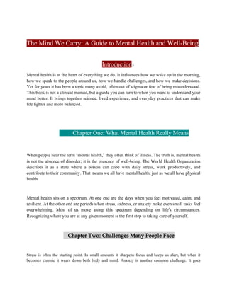 The Mind We Carry -guide to mental health and Wellbeing | PDF
