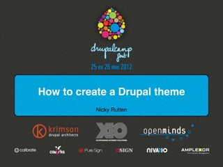How to create a Drupal theme
           Nicky Rutten
 