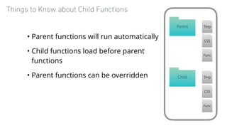 Things to Know about Child Functions
• Parent functions will run automatically
• Child functions load before parent
functi...
