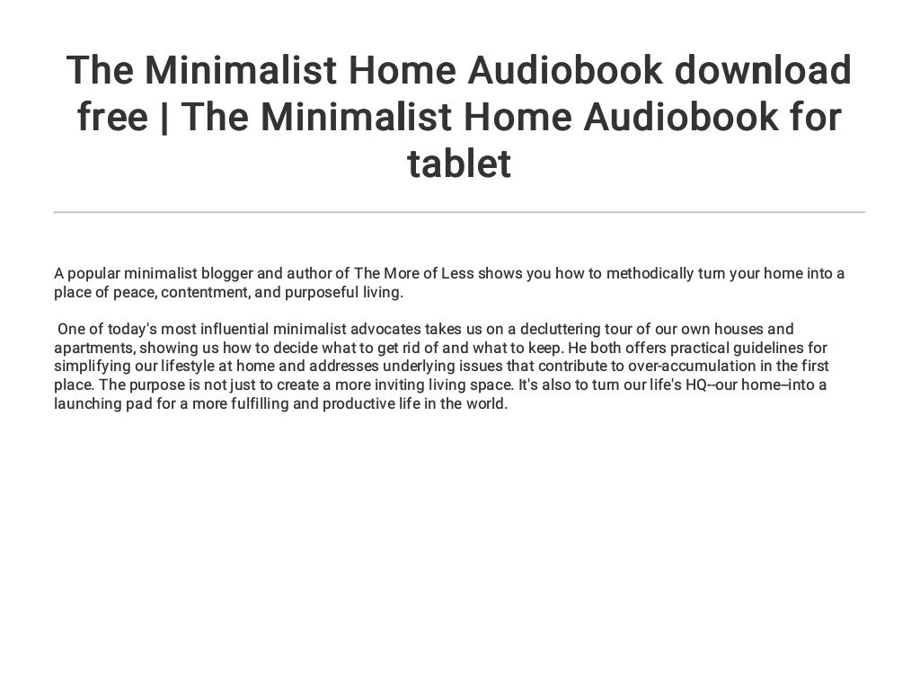 The Minimalist Home Audiobook download free | The Minimalist Home Aud…