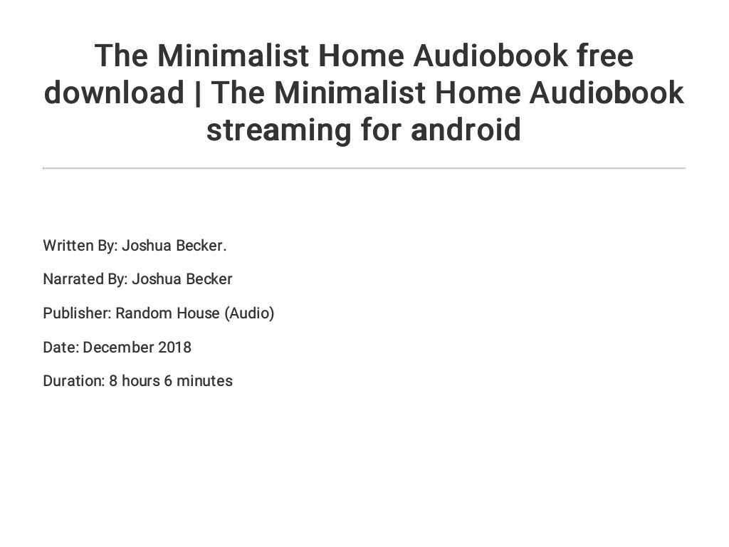 The Minimalist Home Audiobook free download | The Minimalist Home Aud…