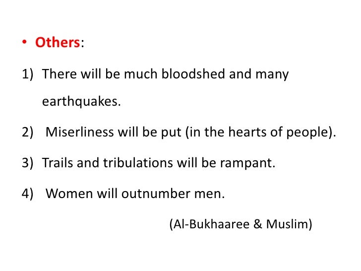 The minor signs of the day of judgement