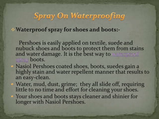 Nasiol PerShoes Nano Shoe Protection Spray, Hydrophobic Spray , Water  Repellent