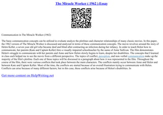 The Miracle Worker ( 1962 ) Essay | PDF