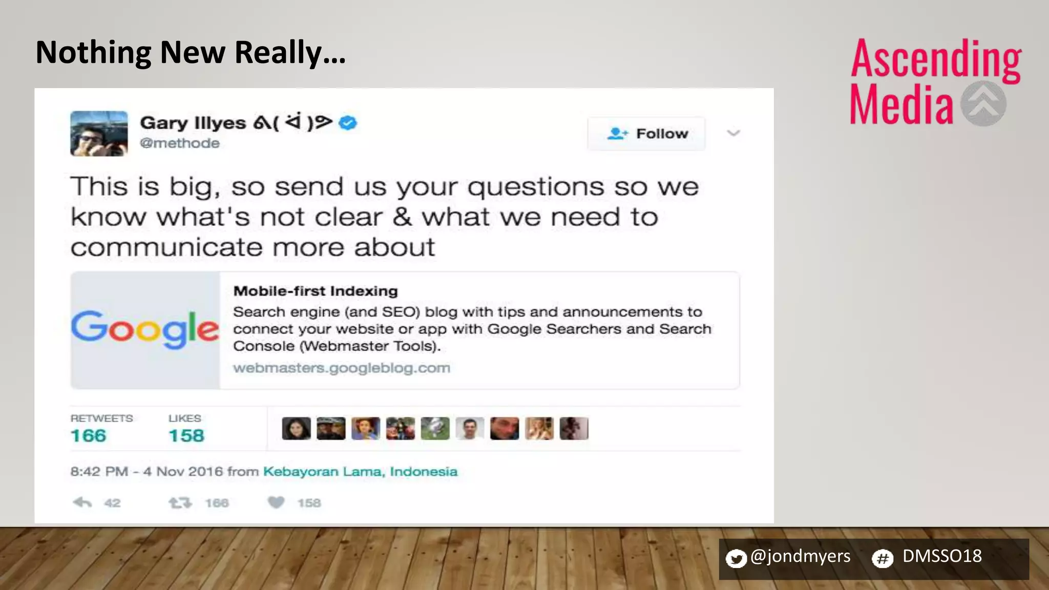 @jondmyers DMSSO18
Nothing New Really…
 