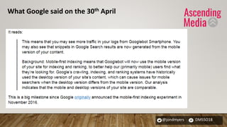 @jondmyers DMSSO18
What Google said on the 30th April
 