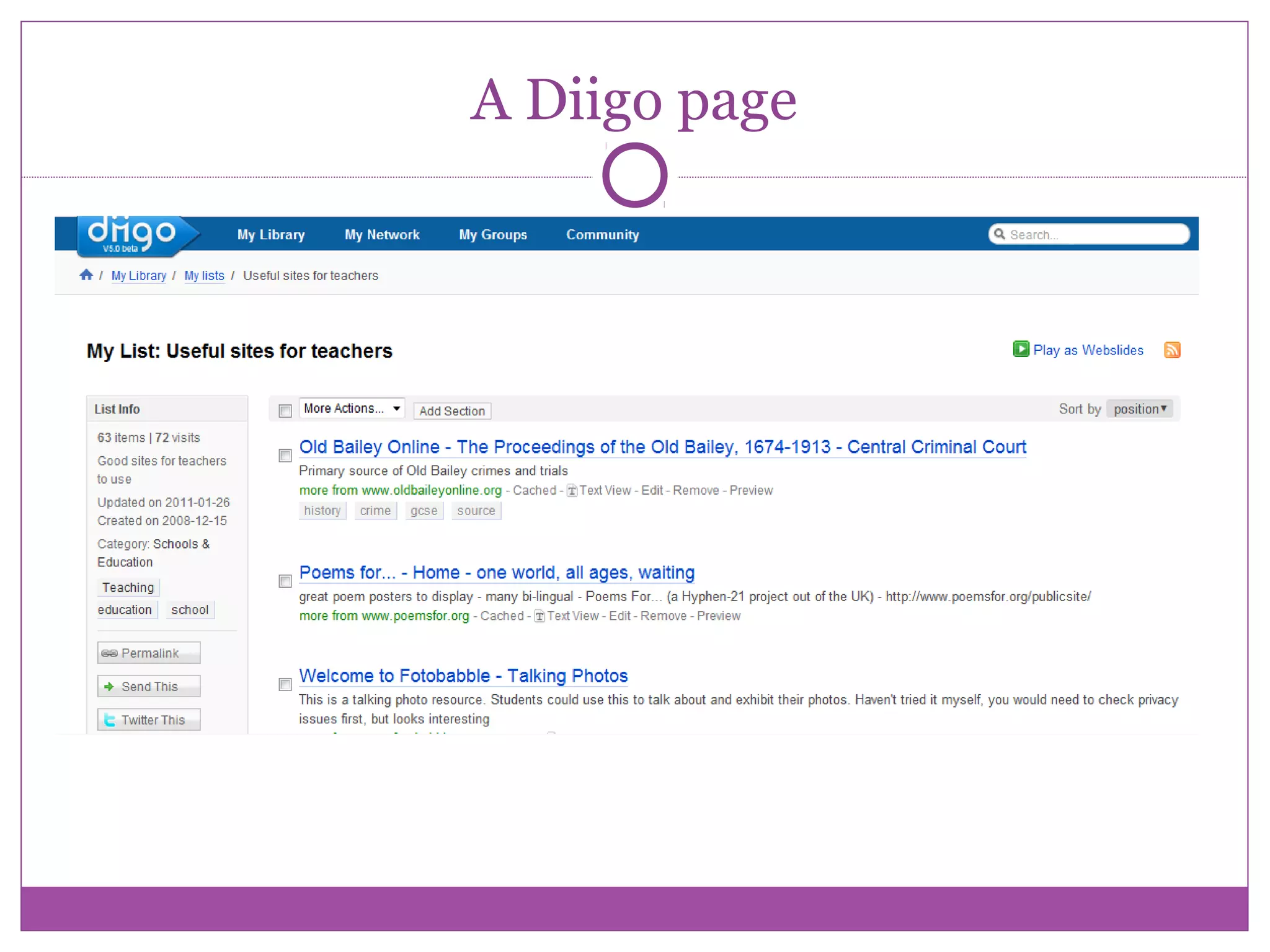 A Diigo page
 