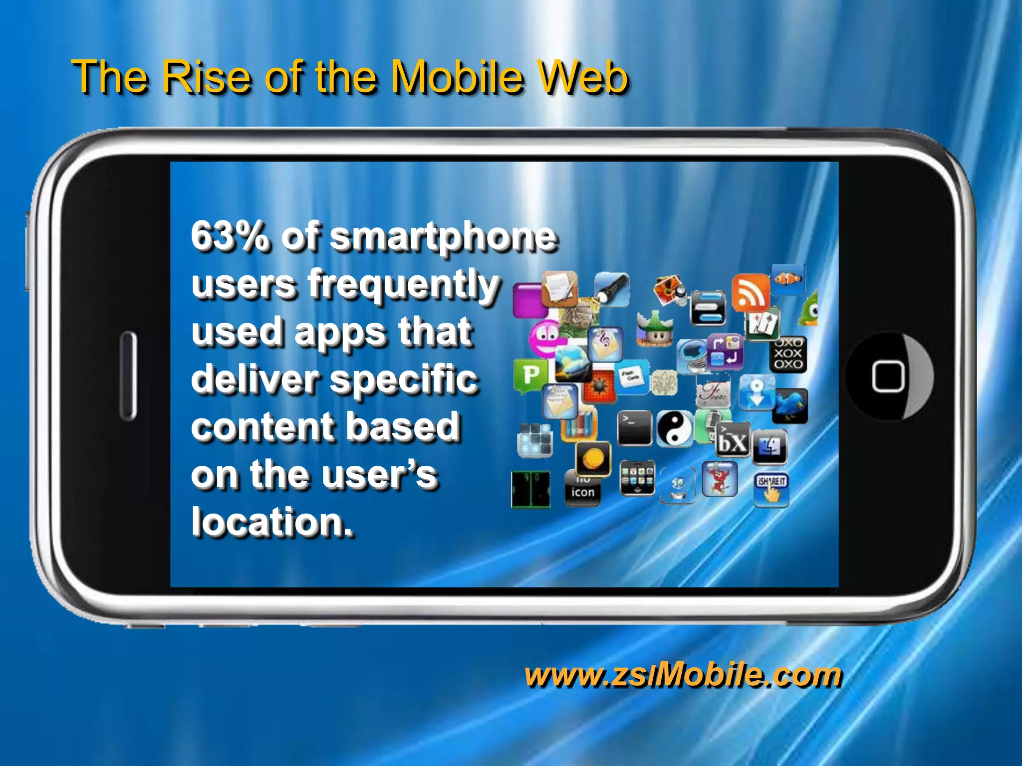 63% of smartphone users frequently used apps that deliver specific content based     on the user’s location. 