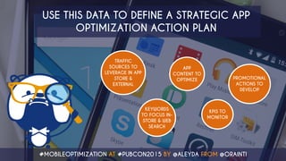 #MOBILEOPTIMIZATION AT #PUBCON2015 BY @ALEYDA FROM @ORAINTI
USE THIS DATA TO DEFINE A STRATEGIC APP
OPTIMIZATION ACTION PL...