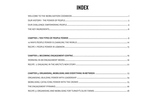 INDEX
WELCOME TO THE MOBILISATION COOKBOOK...................................................................................