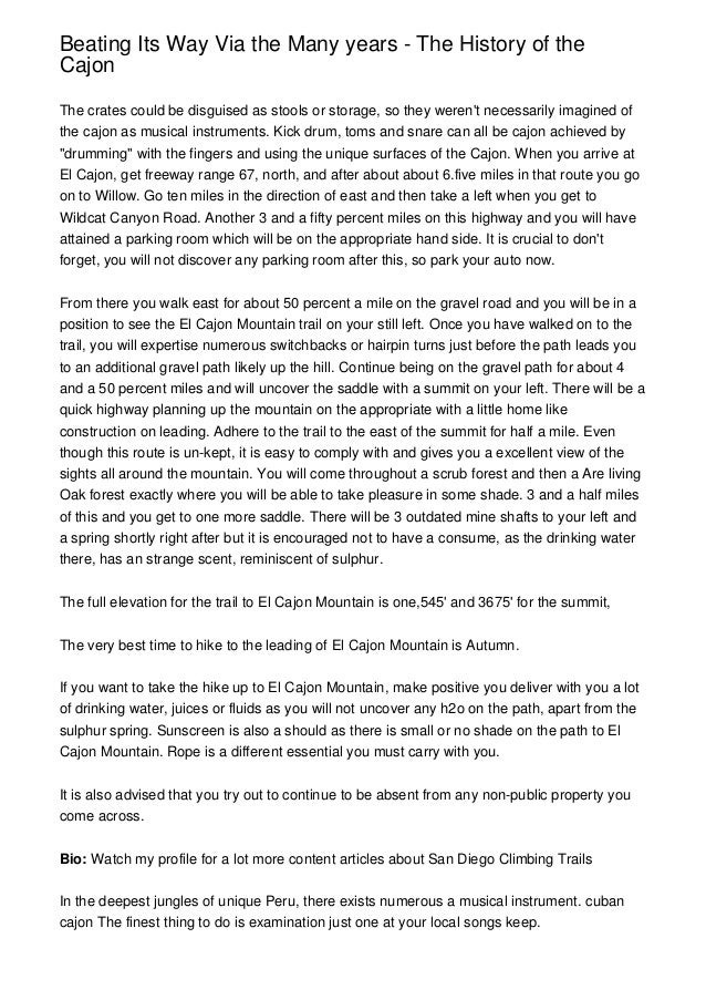 Beating Its Way Via the Many years The History of the Cajon