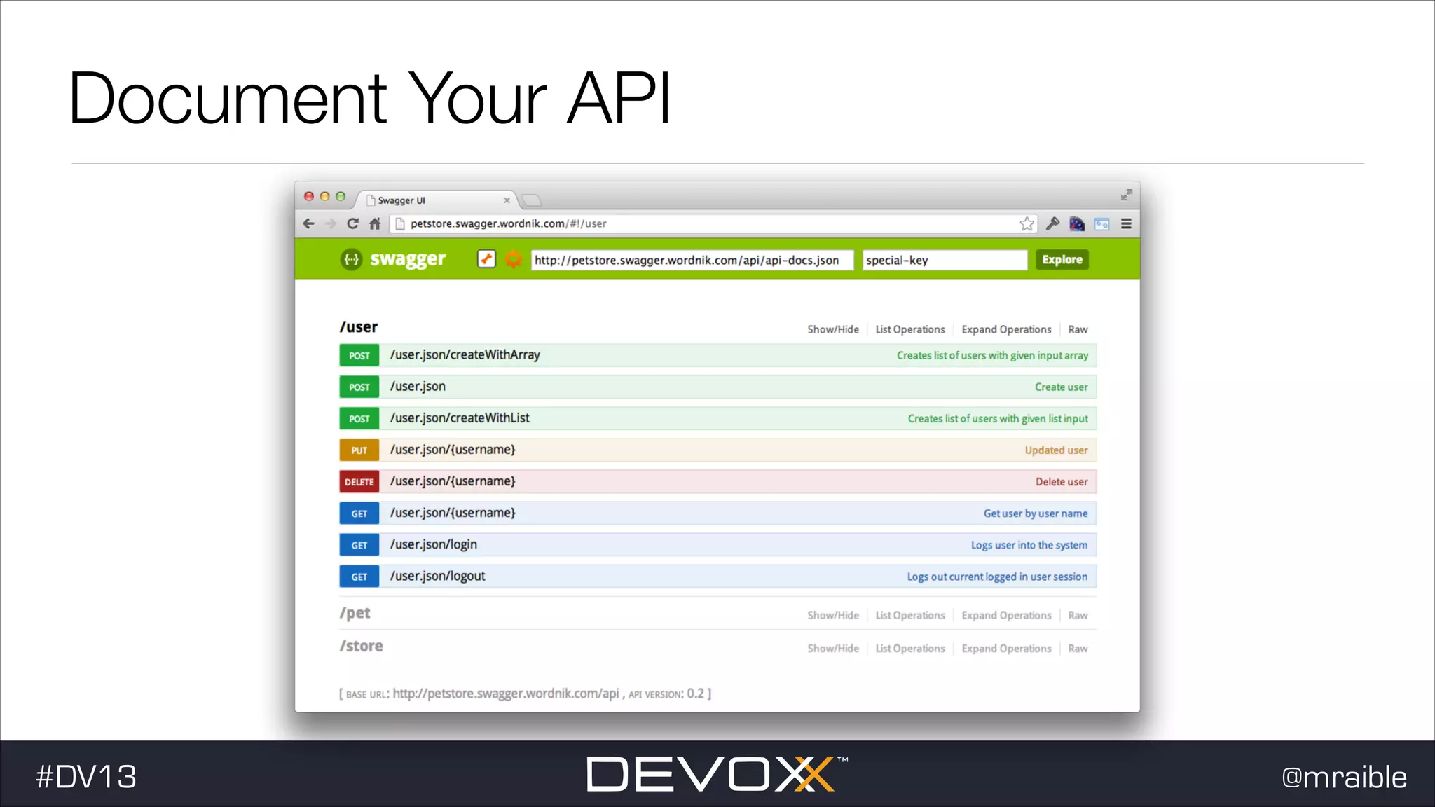 Document Your API #DV13 @mraible 