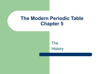 The Modern Periodic Table
       Chapter 5


            The
            History
 