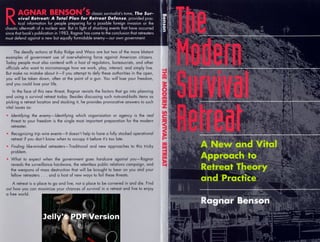 The Modern Survival Retreat   A New And Vital Approach To Retreat Theory And Practice   Ragnar Benson   Paladin Press