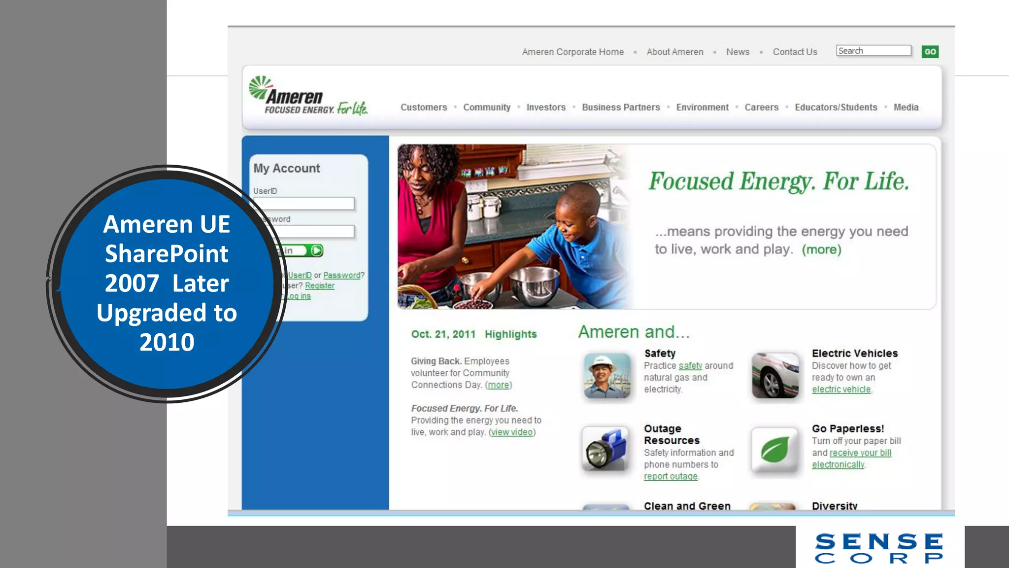 Ameren UE
SharePoint
2007 Later
Upgraded to
2010
 