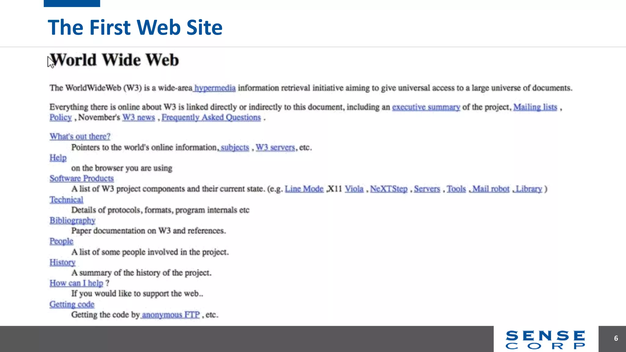 The First Web Site
6
 