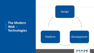 The Modern
Web -
Technologies
Design
DevelopmentPlatform
18
 
