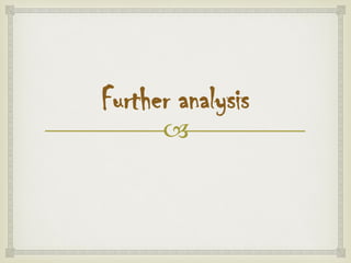 
Further analysis
 