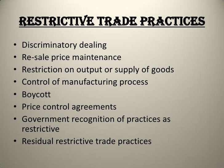 The monopolies and restrictive trade practices act 1969