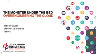 THE MONSTER UNDER THE BED
OVERENGINEERING THE CLOUD
Session Subtitle 26pt
RADU VUNVULEA
GROUP HEAD OF CLOUD
ENDAVA
 