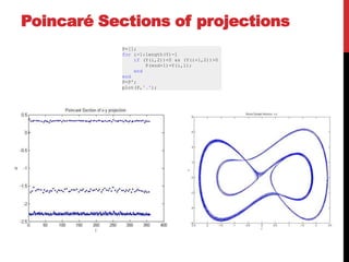 Poincaré Sections of projections
            P=[];
            for i=1:length(Y)-1
                if (Y(i,2))<0 && (Y(i+1,2))>0
                    P(end+1)=Y(i,1);
                end
            end
            P=P';
            plot(P,'.');
 