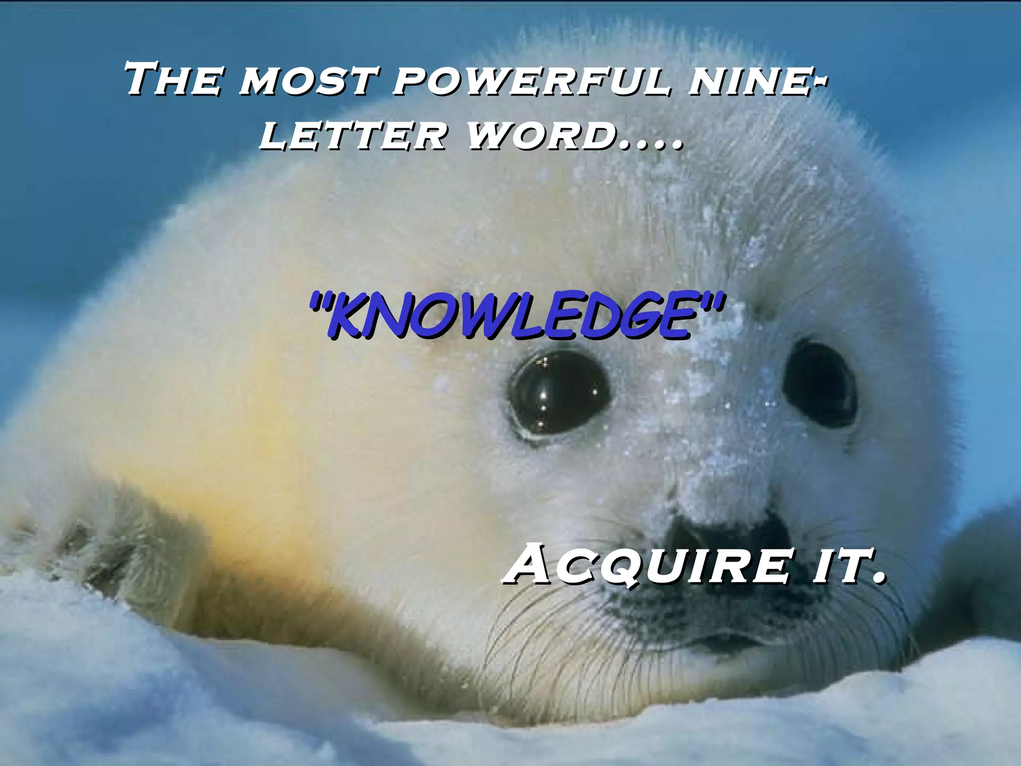 The most powerful nine-letter word.... "KNOWLEDGE" Acquire it. 