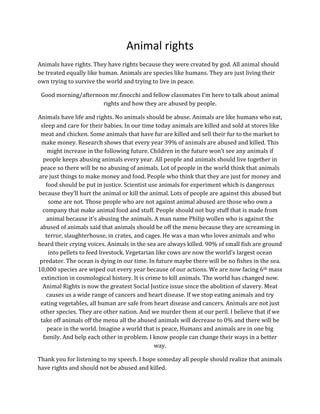 The most awesome animals speech ever | DOCX
