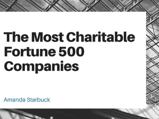 TheMostCharitable
Fortune500
Companies
Amanda Starbuck
 