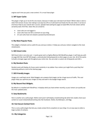 The most effective and useful blog plugins and widgets | PDF
