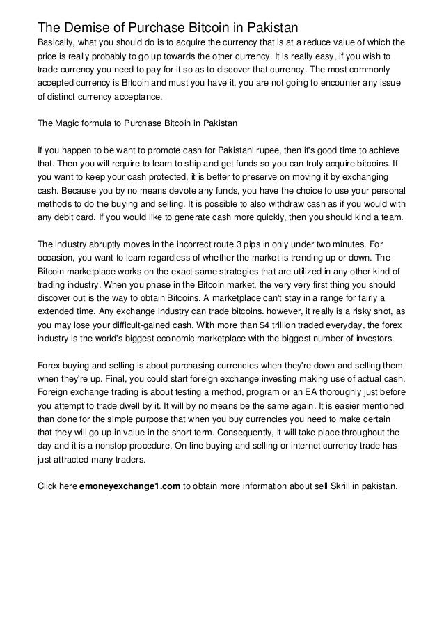 The Demise Of Purchase Bitcoin In !   Pakistan - 