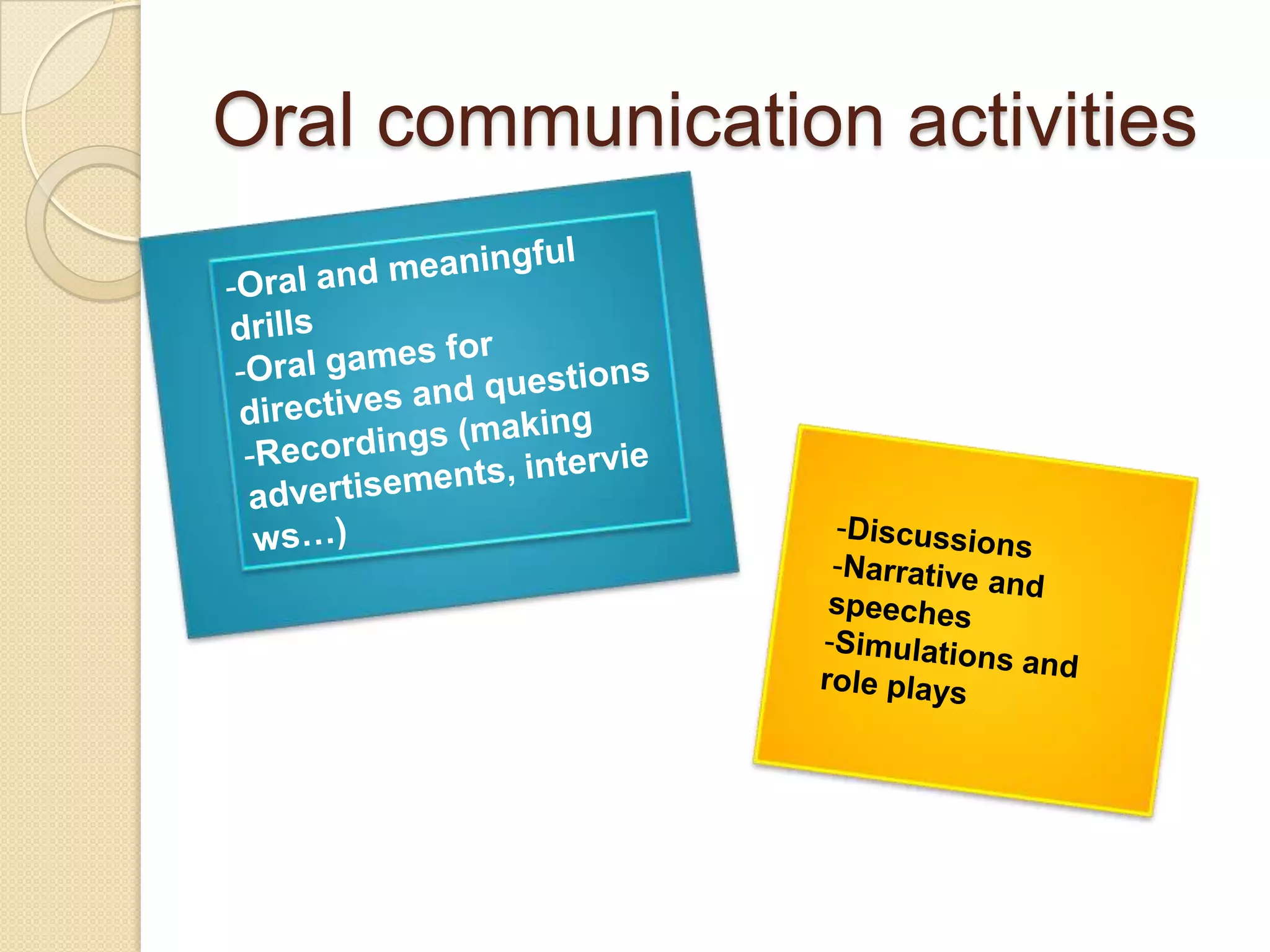 Oral communication activities

 