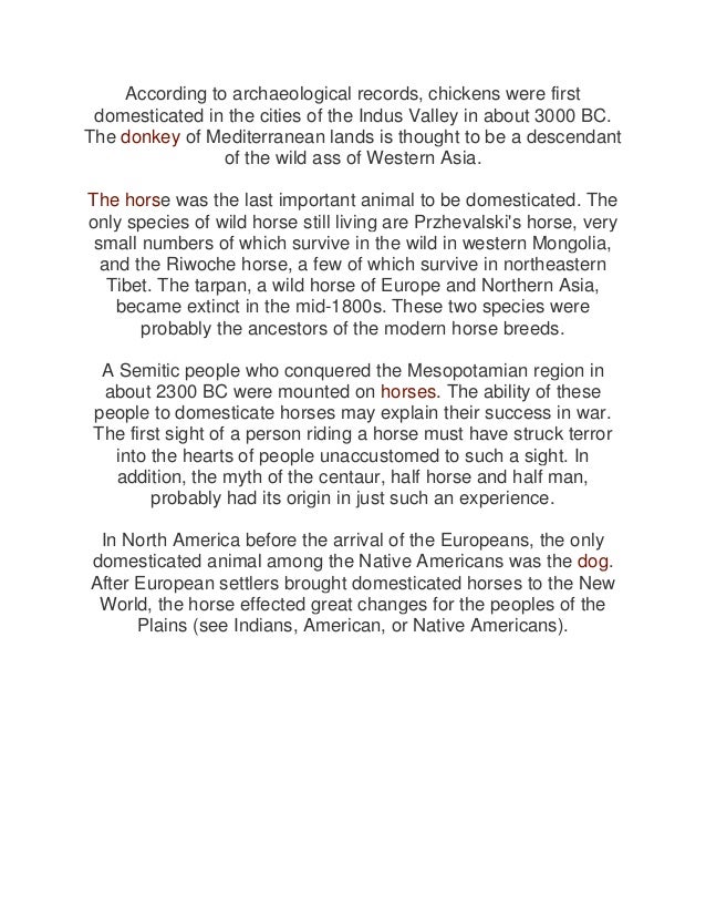 The most important domesticated animals