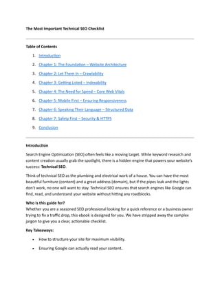 The Most Important Technical SEO Checklist | PDF