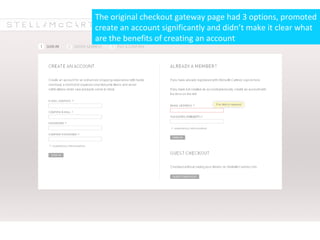 The redesigned checkout provided new customers with 1
option which was to start entering their details, whilst de-
emphasi...