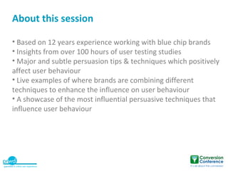 What is Usability and User Experience?
About this session

• Based on 12 years experience working with blue chip brands
• ...