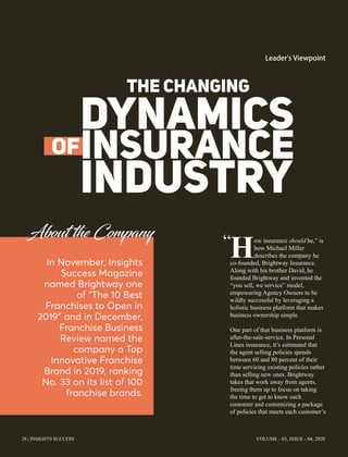 28 | INSIGHTS SUCCESS VOLUME - 03, ISSUE - 04, 2020
 