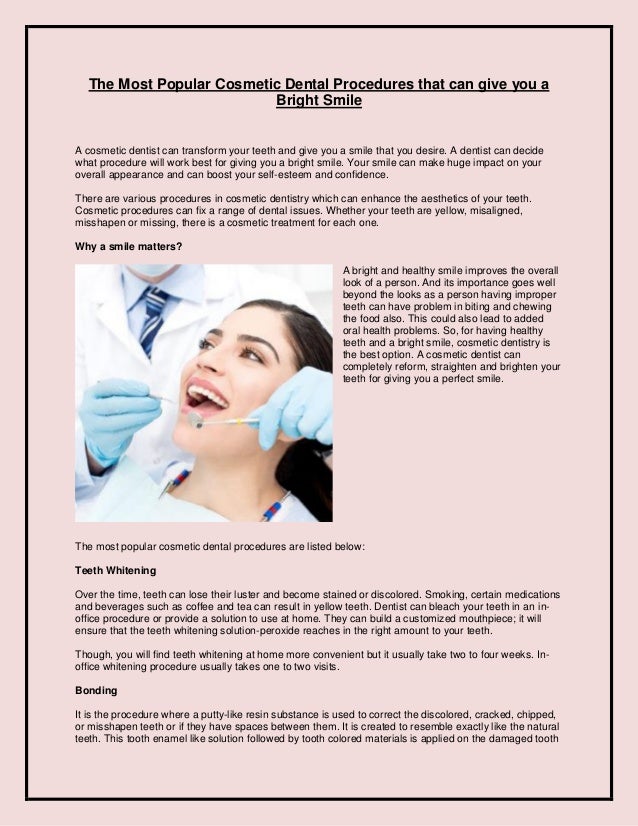 The Most Popular Cosmetic Dental Procedures That Can Give You A Brigh