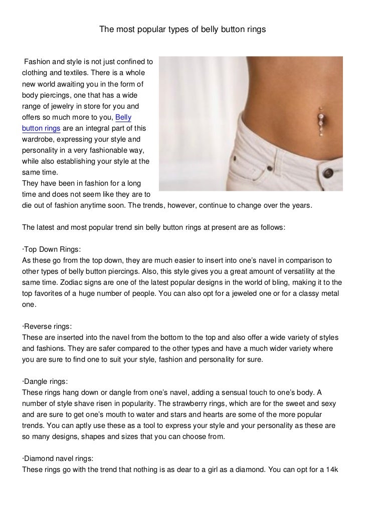 The preferred sorts of belly button rings