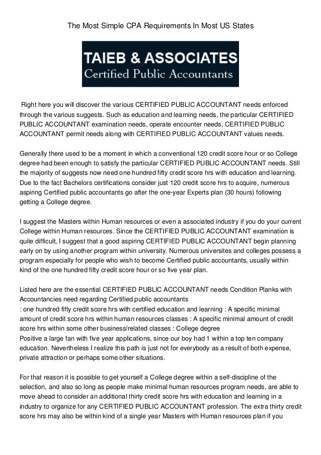 The Simple CPA Requirements in Most States