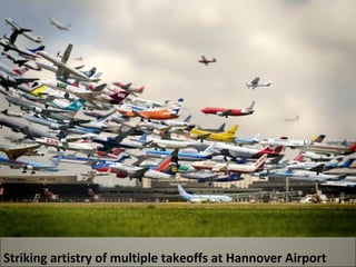 Striking artistry of multiple takeoffs at Hannover Airport 
 