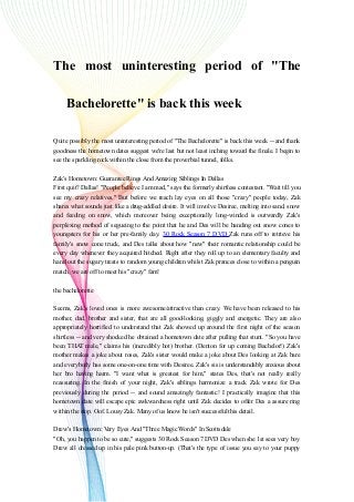 The most uninteresting period of "The
Bachelorette" is back this week
Quite possibly the most uninteresting period of "The Bachelorette" is back this week -- and thank
goodness the hometown dates suggest we're last but not least inching toward the finale. I begin to
see the sparkling rock within the close from the proverbial tunnel, folks.
Zak's Hometown: Guarantee Rings And Amazing Siblings In Dallas
First quit? Dallas! "People believe I am mad," says the formerly shirtless contestant. "Wait till you
see my crazy relatives." But before we reach lay eyes on all those "crazy" people today, Zak
shares what sounds just like a drug-addled desire. It will involve Desiree, melting into sand, snow
and feeding on snow, which moreover being exceptionally long-winded is outwardly Zak's
perplexing method of segueing to the point that he and Des will be handing out snow cones to
youngsters for his or her pre-family day. 30 Rock Season 7 DVD Zak runs off to retrieve his
family's snow cone truck, and Des talks about how "new" their romantic relationship could be
every day whenever they acquired hitched. Right after they roll up to an elementary faculty and
hand out the sugary treats to random young children whilst Zak prances close to within a penguin
match, we are off to meet his "crazy" fam!
the bachelorette
Seems, Zak's loved ones is more awesome/attractive than crazy. We have been released to his
mother, dad, brother and sister, that are all good-looking, giggly and energetic. They are also
appropriately horrified to understand that Zak showed up around the first night of the season
shirtless -- and very shocked he obtained a hometown date after pulling that stunt. "So you have
been THAT male," claims his (incredibly hot) brother. (Denton for up coming Bachelor!) Zak's
mother makes a joke about roses, Zak's sister would make a joke about Des looking at Zak bare
and everybody has some one-on-one time with Desiree. Zak's sis is understandably anxious about
her bro having harm. "I want what is greatest for him," states Des, that's not really really
reassuring. In the finish of your night, Zak's siblings harmonize a track Zak wrote for Des
previously during the period -- and sound amazingly fantastic! I practically imagine that this
hometown date will escape epic awkwardness right until Zak decides to offer Des a assure ring
within the stop. Oof. Lousy Zak. Many of us know he isn't successful this detail.
Drew's Hometown: Very Eyes And "Three Magic Words" In Scottsdale
"Oh, you happen to be so cute," suggests 30 Rock Season 7 DVD Des when she 1st sees very boy
Drew all dressed up in his pale pink button-up. (That's the type of issue you say to your puppy
 