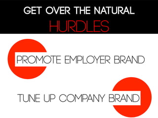 Get over the natural

hurdles
Promote employer brand

Tune up company brand

 