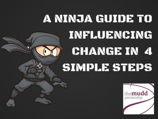 A NINJA GUIDE TO
INFLUENCING
CHANGE IN 4
SIMPLE STEPS
 