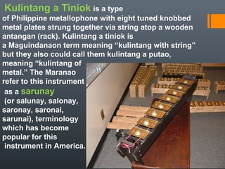 Kubing
Ethnic group: Atta
Location: SE Mindanao
Classification: Idiophone, jaw harp
Description
Made of bamboo; Made of
ba...