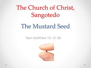 The Church of Christ, 
Sangotedo 
The Mustard Seed 
Text: Matthew 13 : 31-32 
 