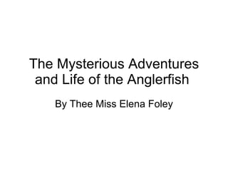 The Mysterious Adventures and Life of the Anglerfish  By Thee Miss Elena Foley 