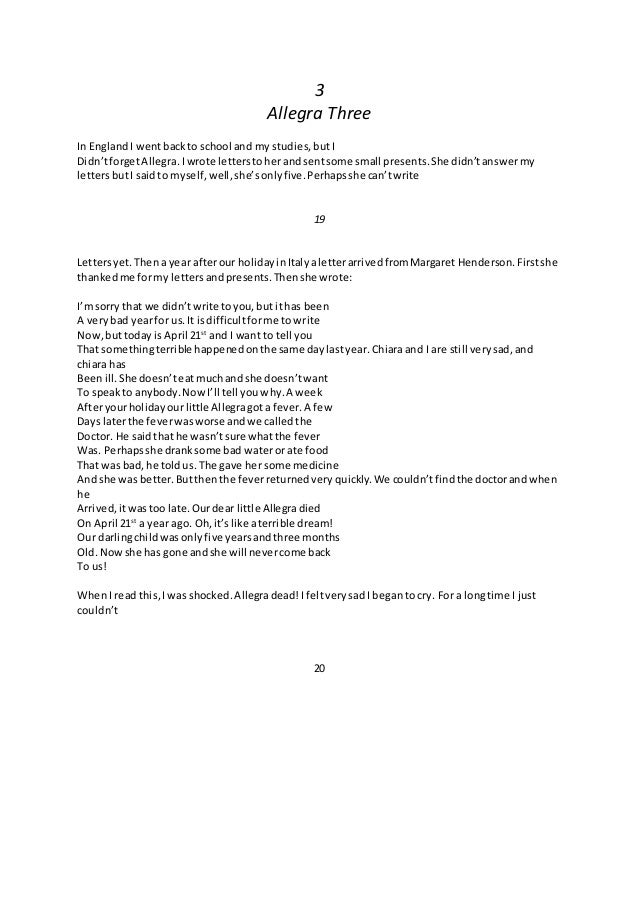The Mystery Of Allegra Summary