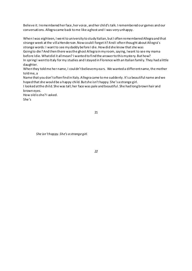 The Mystery Of Allegra Summary