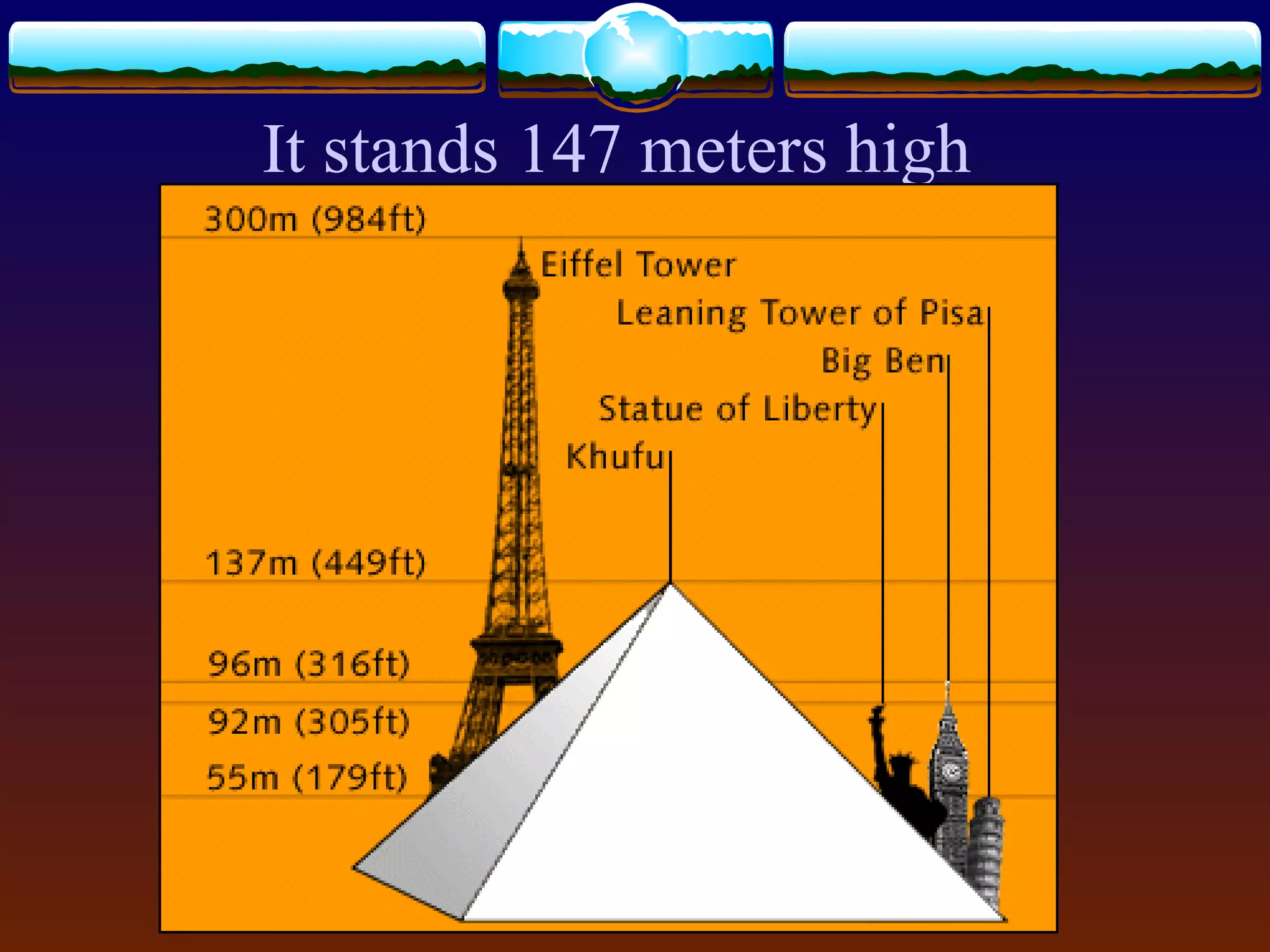 It stands 147 meters high
 