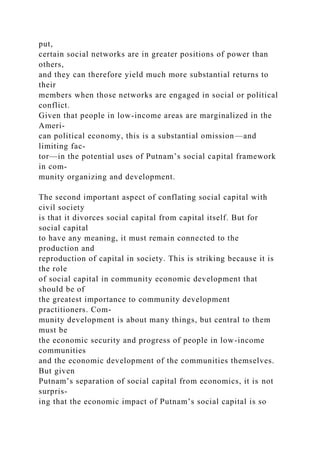 The Myth of Social Capital in Community DevelopmentJame.docx